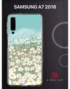 Чехол для Samsung Galaxy a7 2018 прозрачный с рисунком с принтом ромашки в поле Zibelino