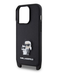 Чехол для iPhone 15 Pro с ремешком NFT Karl Choup Metal Hard Black Karl lagerfeld