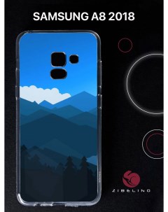 Чехол для Samsung Galaxy a8 2018 прозрачный с рисунком с принтом горы в красках Zibelino