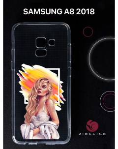 Чехол для Samsung Galaxy a8 2018 прозрачный с рисунком с принтом блонд Zibelino