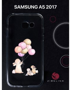 Чехол для Samsung Galaxy a5 2017 прозрачный с рисунком с принтом крольчата с шарами Zibelino