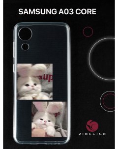 Чехол для Samsung Galaxy a03 core с защитой камеры с принтом милый котик Zibelino