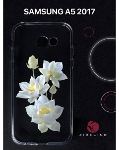 Чехол для Samsung Galaxy a5 2017 прозрачный с рисунком с принтом white flowers Zibelino