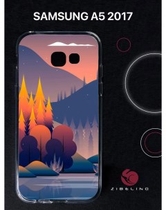 Чехол для Samsung Galaxy a5 2017 прозрачный с рисунком с принтом осень в лесу Zibelino