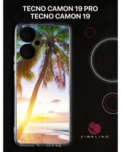 Чехол для Tecno Camon 19 Tecno Camon 19 pro с защитой камеры с принтом пальма Zibelino