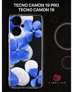 Чехол для Tecno Camon 19 Tecno Camon 19 pro с защитой камеры с принтом синие лепестки Zibelino