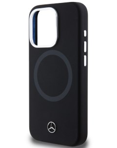 Чехол Mercedes для iPhone 15 Pro с эффектом Soft touch и MagSafe Hard Black Merсedes-benz