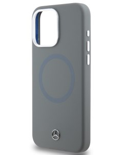 Чехол Mercedes для iPhone 15 Pro Max с эффектом Soft touch и MagSafe Hard Grey Merсedes-benz