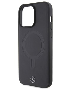 Чехол Mercedes для iPhone 15 Pro Max из натуральной кожи с MagSafe Hard Black Merсedes-benz