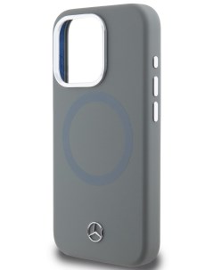 Чехол Mercedes для iPhone 15 Pro с эффектом Soft touch и MagSafe Hard Grey Merсedes-benz