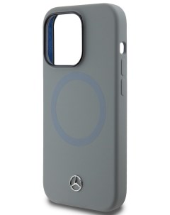 Чехол Mercedes для iPhone 14 Pro с эффектом Soft touch и MagSafe Hard Grey Merсedes-benz