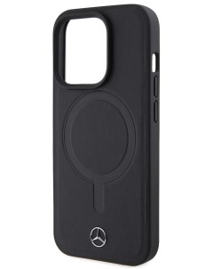 Чехол Mercedes для iPhone 15 Pro из натуральной кожи с MagSafe Hard Black Merсedes-benz