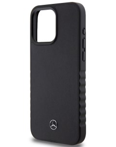 Чехол Mercedes для iPhone 15 Pro Max из натуральной кожи Hard Black Merсedes-benz
