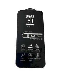 Защитное стекло для iPhone 13 Mini повышенной прочности 6D черное Mossily