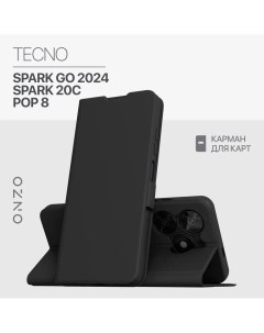 Чехол книжка для Tecno Spark Go 2024 POP 8 Spark 20C с карманом с подставкой черный Onzo