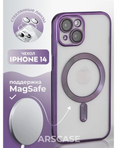 Силиконовый чехол для Apple iPhone 14 с MagSafe фиолетовый Darivadi