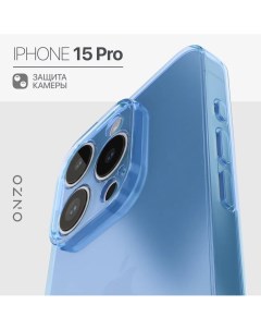 Силиконовый чехол на iPhone 15 Pro голубой прозрачный Onzo