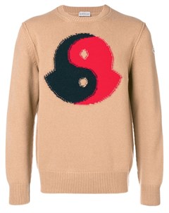 Moncler свитер с заплаткой с логотипом m коричневый Moncler