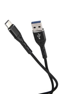 Дата кабель USB Type C 3А тканевая оплетка черный УТ000024536 Mobility