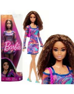 Кукла серия Fashionistas Модница мраморное радужное платье Barbie