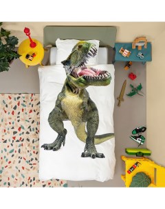Постельное белье детское Мама я Динозавр сатин 1 5 спальный белый зеленый Bellehome