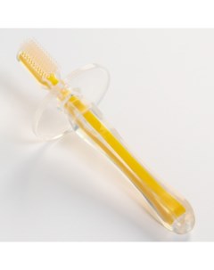 Детская зубная щетка массажер силиконовая с ограничителем цвет желтый Крошка я