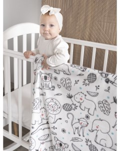Плед флисовый 100х118 для новорожденных в кроватку коляску Джунгли Baby nice