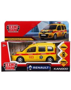 Машина металлическая Renault Kangoo реанимация 12 см откр двери и багажник желтый Технок