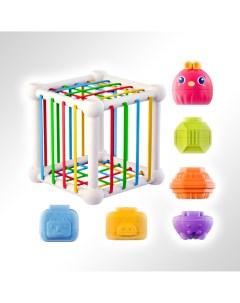 Сортер развивающая игрушка 3 в 1 куб со стенками шнурочками Igrushka48