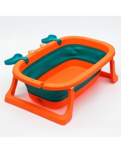 Ванночка детская складная со сливом Краб 67 см цвет бирюзовый оранжевый Nobrand