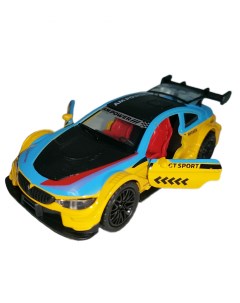 Машинка racing металлическая инерционная со светом звуком желто синий Shantou city