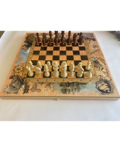 Шахматы 3 в 1 Подарочные с рисунком Пираты 50 см Мир шахмат