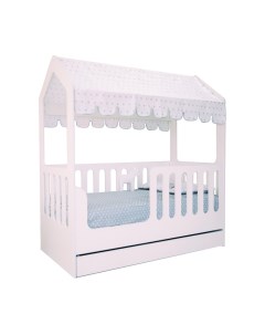 Кровать детская Домик с ящиком белый вход универсальный Мир мебели