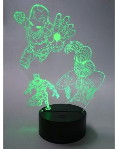 Настольный 3D светильник ночник супергерои Марвел Marvel usb 7 цветов 21 см Starfriend