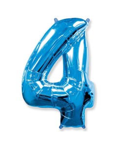 Воздушный шар Цифра 4 фольгированный синий Fiolento