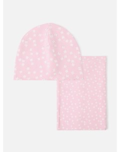 Комплект шапка и шарф труба для девочек розовый 007 размер 128 146 938416007 H&m