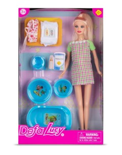Набор с куклой В ожидании ребёнка аксесс 28 см голубой Defa lucy