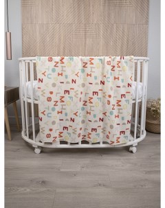 Плед флисовый 100х140 для новорожденных в кроватку коляску Буквы Baby nice