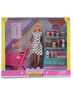 Игровой набор с куклами Покупка продуктов 2 шт 29 и 10 см аксессуары белый Defa lucy