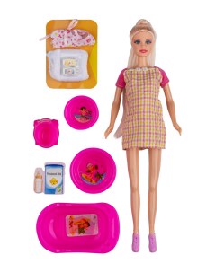 Набор с куклой В ожидании ребёнка аксесс 28 см розовый Defa lucy