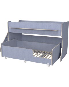 Кровати Двухъярусная кровать Р444 2 7 с лестницей с ящиками лен голубой Капризун