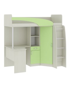 Кровать чердак со шкафом и столом Карина сосна зеленый Nobrand