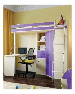 Кровать М 85 дуб молочный фиолетовый Рв-мебель