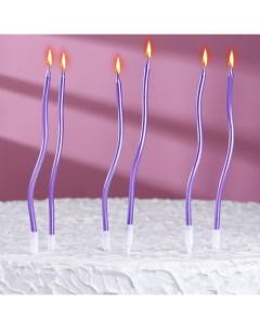 Свечи для торта витые Серпантин 6 шт коктейльные фиолетовые Nobrand