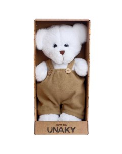 Мягкая игрушка Медведица Сильва во флисовом комбинезоне хаки 33 см Unaky soft toy