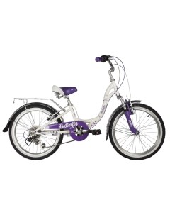Детский велосипед Butterfly 6 V 20 2022 20SH6V BUTTERFLY VL22 белый фиолетовый Novatrack