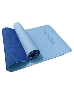 Коврик для йоги и фитнеса спортивный двухцветный ТПЭ 183x61x0 6 см голубой синий DASWE Daswerk
