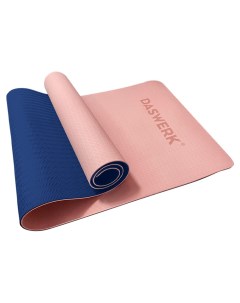 Коврик для йоги и фитнеса спортивный двухцветный ТПЭ 183x61x0 6 см светло розовый синий Daswerk
