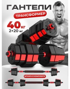 Гантели разборные набор 2 гантели по 20 кг красные Fitnesslive