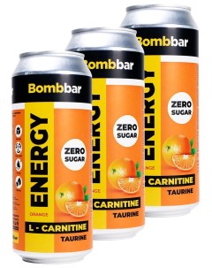 Энергетик напиток без сахара с Л карнитином ENERGY Апельсин 24шт по 500мл Bombbar